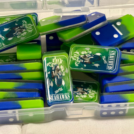 Custom Seattle Seahawks Fan Bundle ππ | Domino Set + Coasters + Tumbler + Ashtray