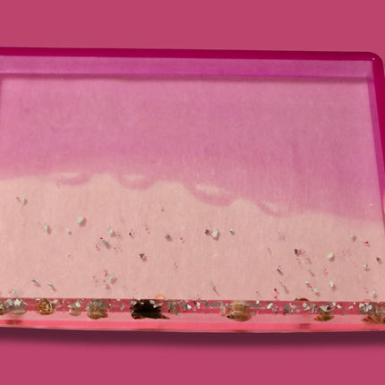 Custom Ombré Pink Ocean Trey with Shells | 10x7 Handmade Resin Tray | Coastal Décor & Gift