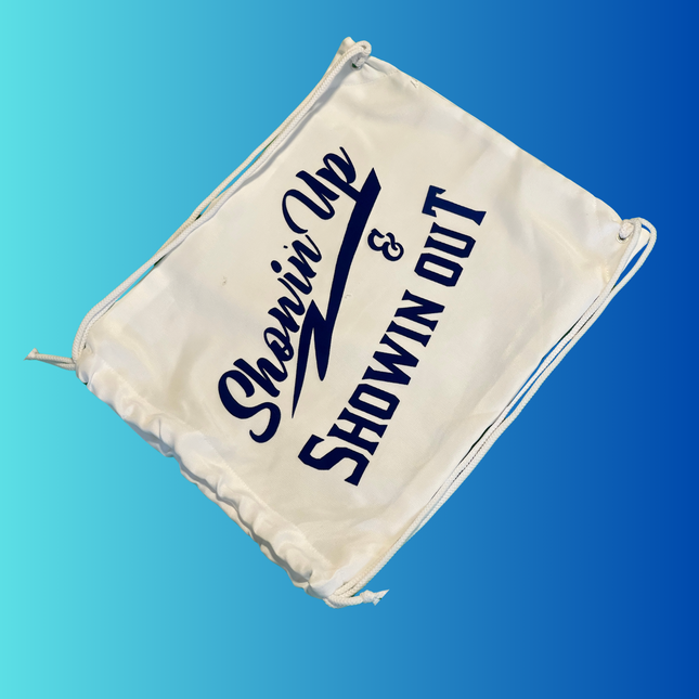 White and Felt Navy Blue Showin Up & Showin Out Carrying Bags