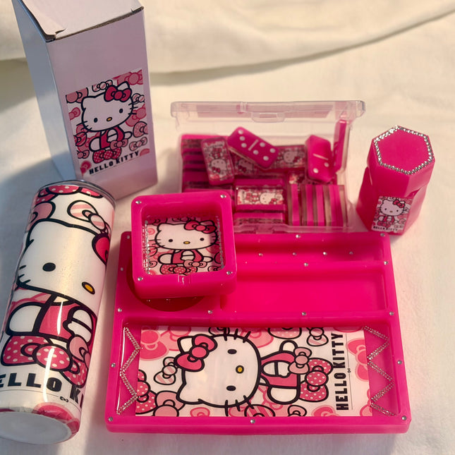 Hello Kitty Trey Set Bundle with matching domino set and Tumbler
