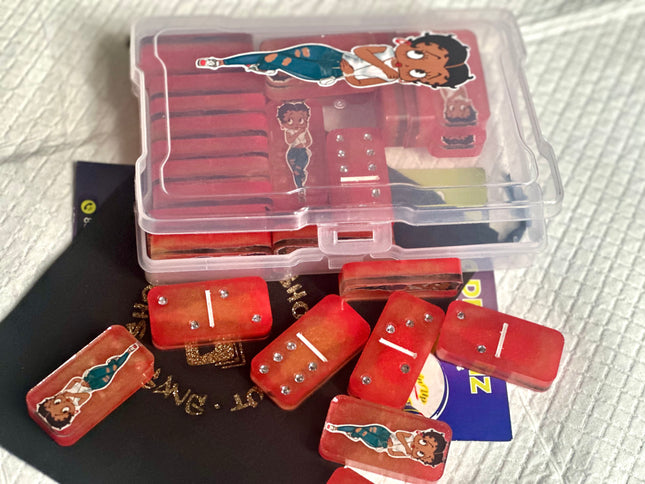 Custom Betty Boop Domino Set | Handmade Resin Dominoes | Personalized Gift | Glam Game Night | Collectible Betty Boop Decor