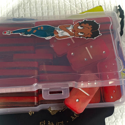 Custom Betty Boop Domino Set | Handmade Resin Dominoes | Personalized Gift | Glam Game Night | Collectible Betty Boop Decor