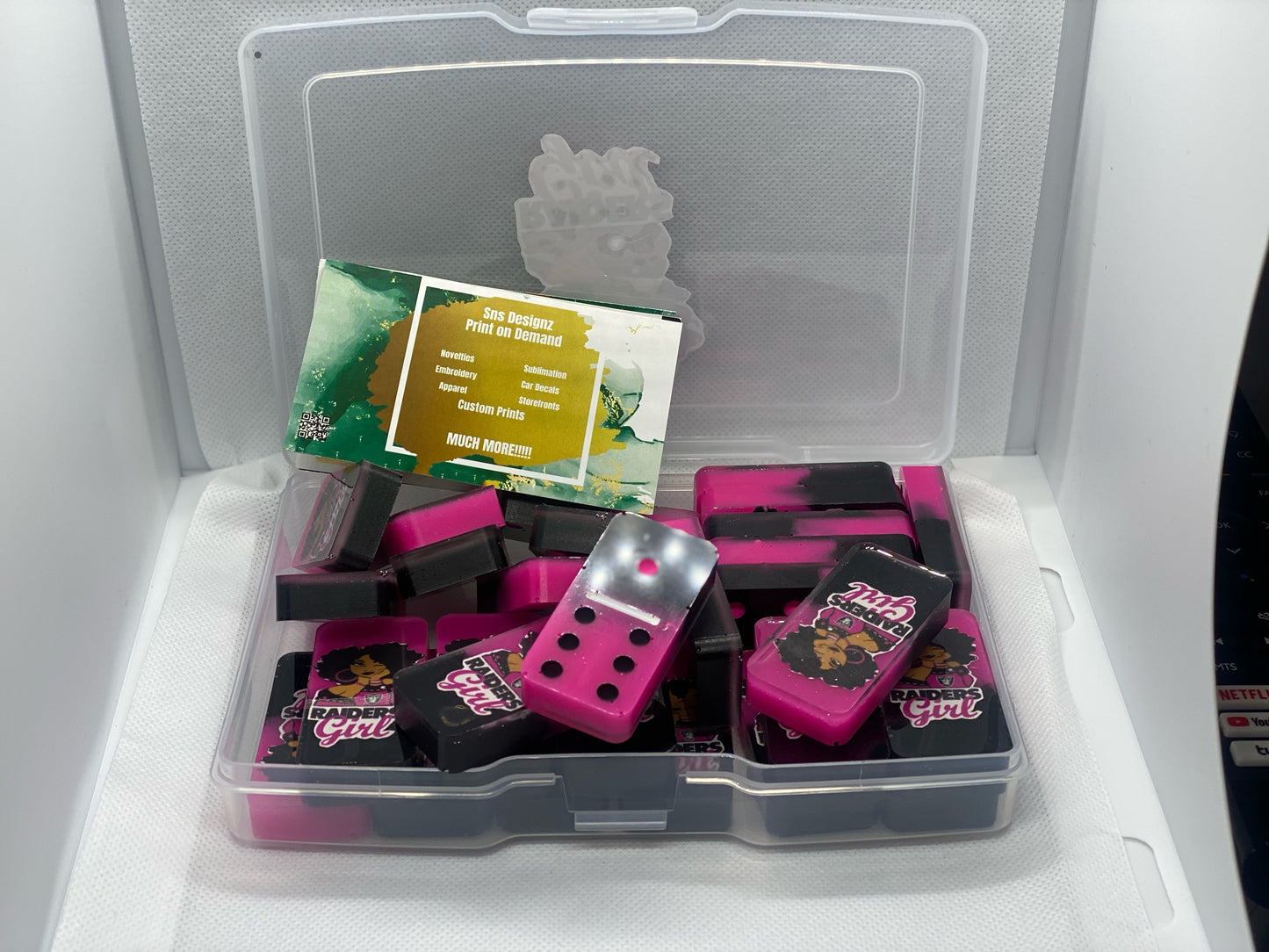 Custom Pink & Black Raider girl Nation Domino Set