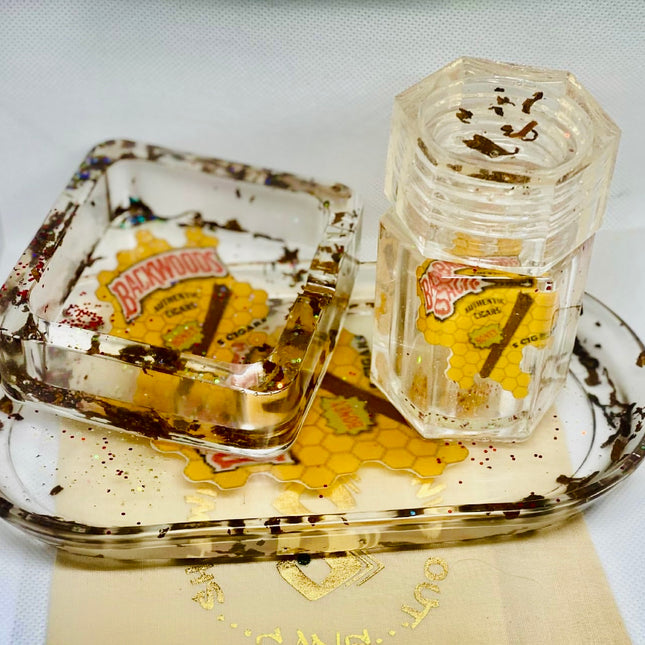 Custom Honey Backwood Trey Set