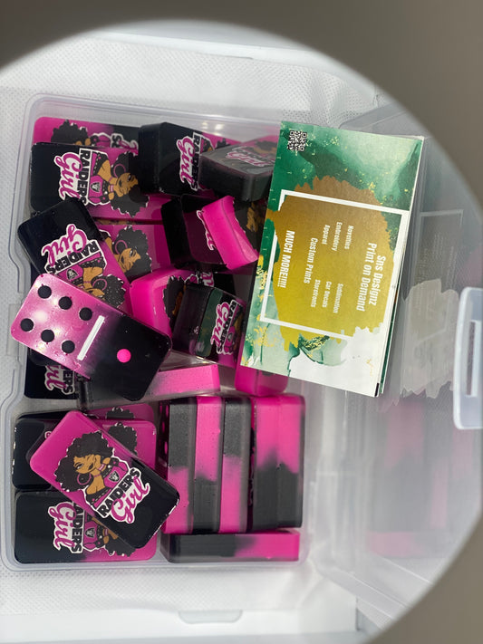 Custom Pink & Black Raider girl Nation Domino Set
