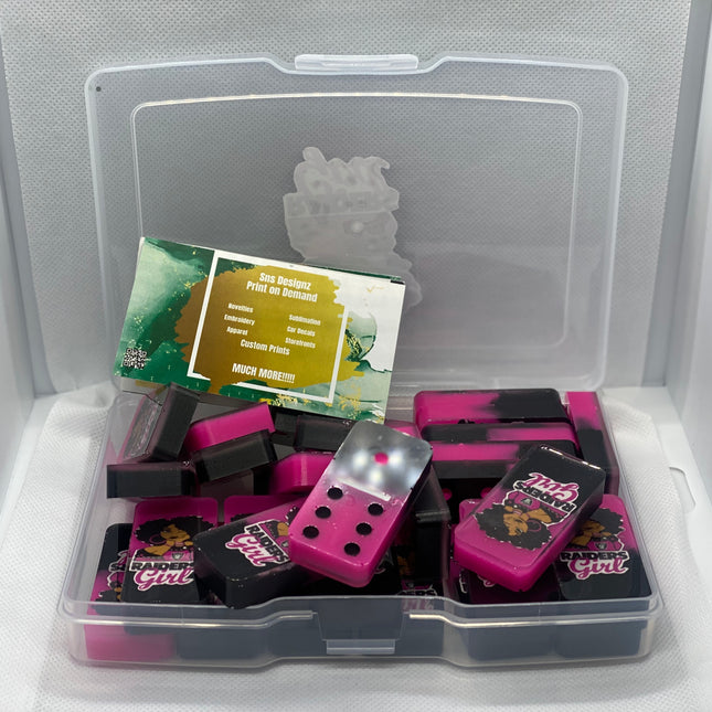 Custom Pink and Black Raiders Domino Set For Her
