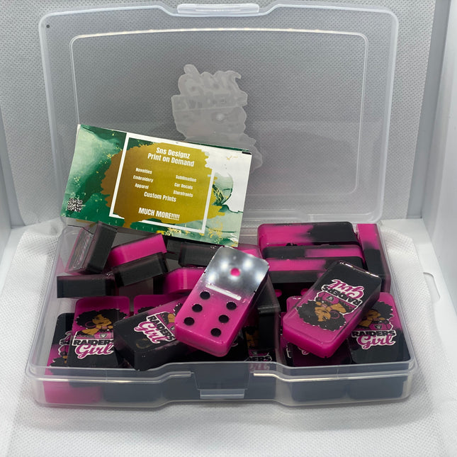 Custom Pink and Black Raiders Domino Set For Her