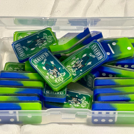 Custom Seattle Seahawks Fan Bundle 💚💙 | Domino Set + Coasters + Tumbler + Ashtray