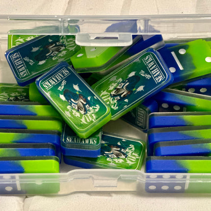 Custom Seattle Seahawks Fan Bundle 💚💙 | Domino Set + Coasters + Tumbler + Ashtray