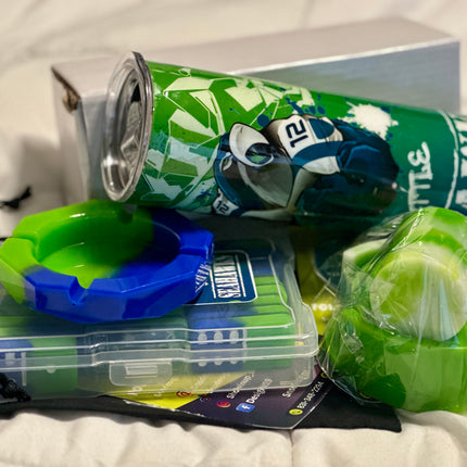 Custom Seattle Seahawks Fan Bundle 💚💙 | Domino Set + Coasters + Tumbler + Ashtray
