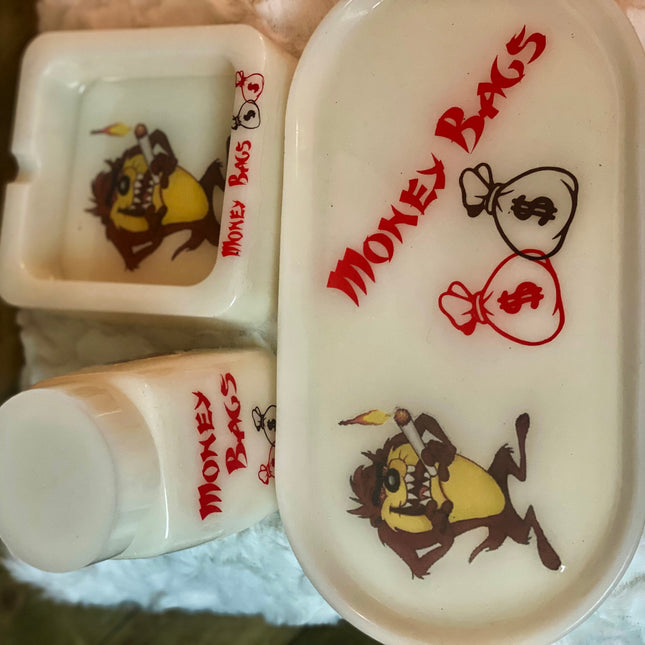 “Custom Tasmanian Devil 9x4 resin rolling tray with glossy finish and bold Taz artwork, handmade by Showin Up & Showin Out.”