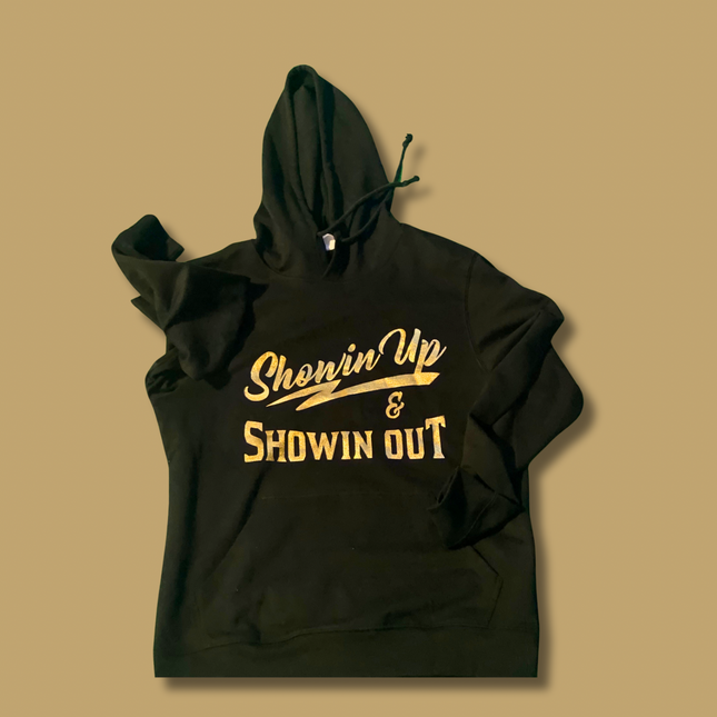 🔥 Black and GoldClassic Street Hoodie – Showin’ Up & Showin’ Out