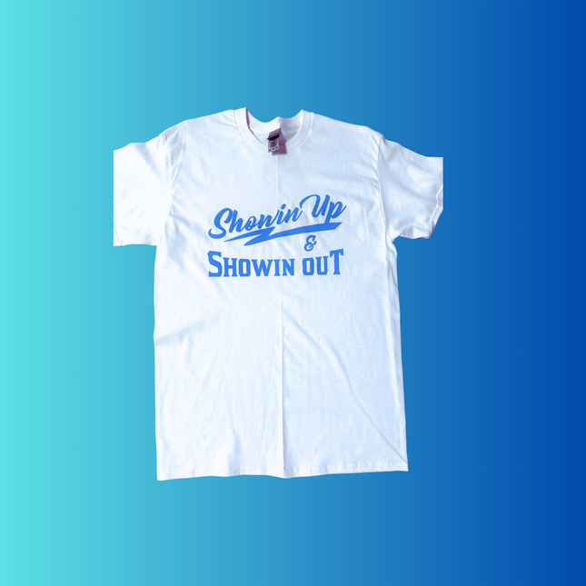 White and Carolina Blue Showin Up & Showin Out T-Shirts